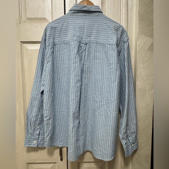 Chaps Men’s XXL Basic Blue/Green Striped Long Sleeve Cotton Button Downn Shirt - Picture 4 of 10